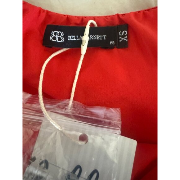 Bella Barnett Red Mini Cocktail Dress XS NWT Strapless Rose Applique Statement - Picture 11 of 13